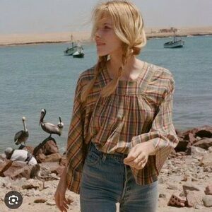 Doen Capo Rainbow Plaid Top